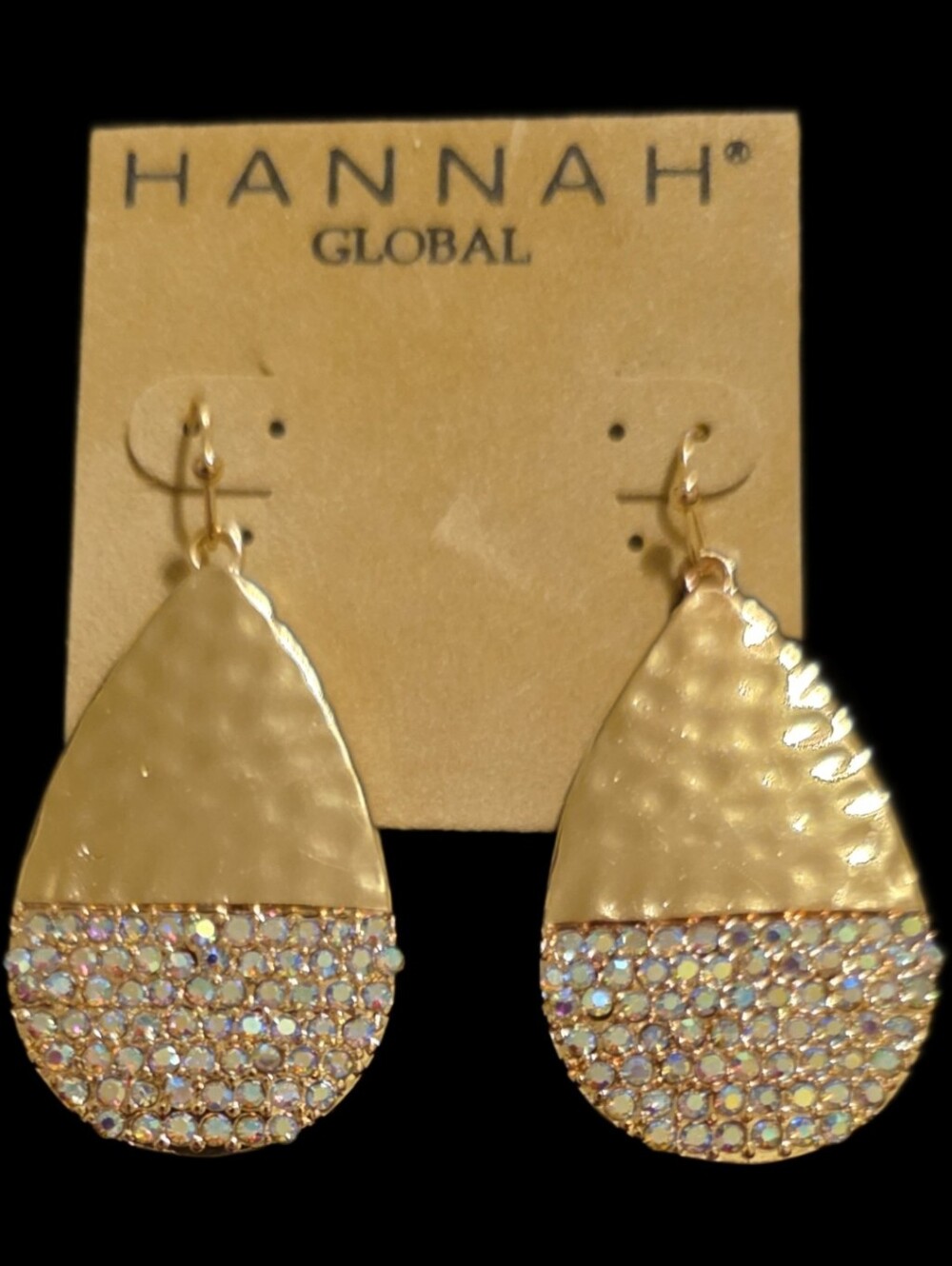 Goldtone Teardrop Crystal Drop Earrings